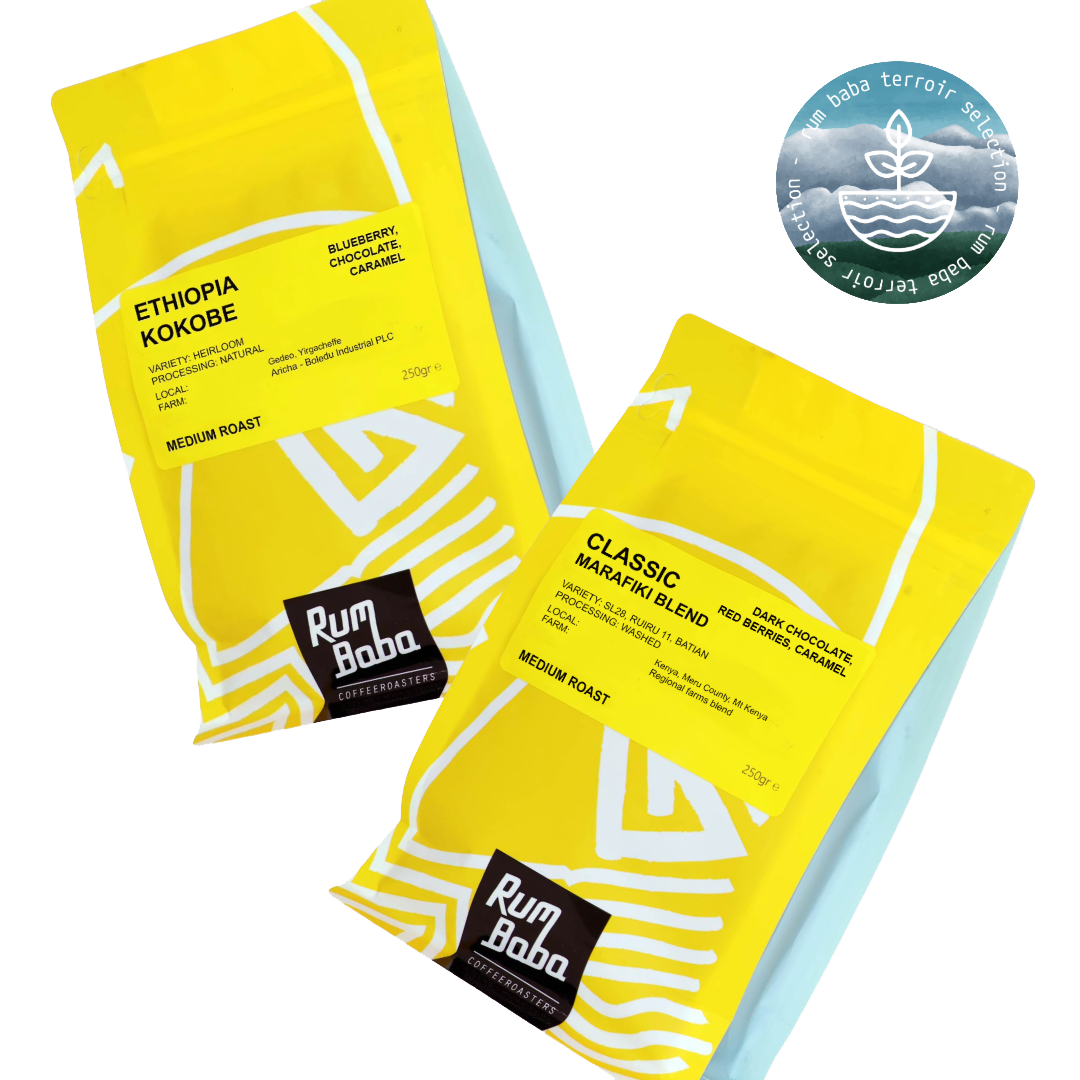 Rum Baba East Africa Bundle: Kokobe and Marafiki coffee bags